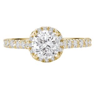 Sterling Silver Yellow Gold Plating Round Halo CZ Ring