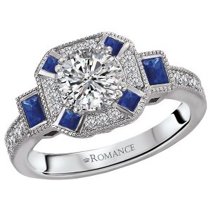 Sterling Silver White and Blue CZ Ring