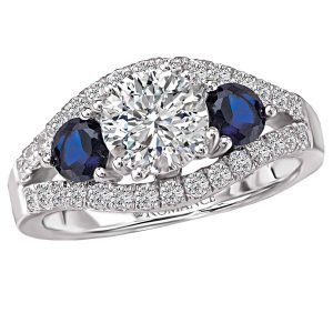 Sterling Silver White and Blue CZ Ring