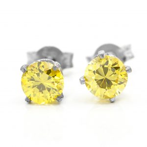 925 Sterling Silver Yellow CZ Studs