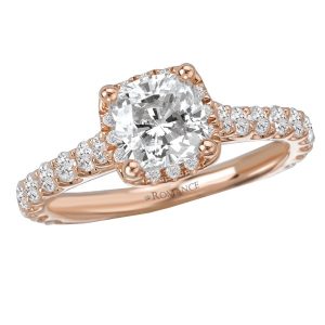 Sterling Silver Rose Plated Halo CZ Ring