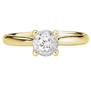 Sterling Silver Yellow Plated Solitaire CZ Ring