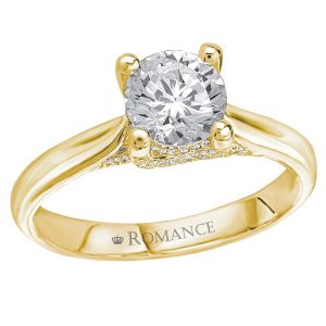 Sterling Silver Yellow Plated Solitaire CZ Ring