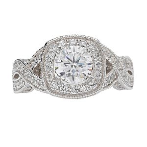 Sterling Silver Braided Shank Round CZ Ring