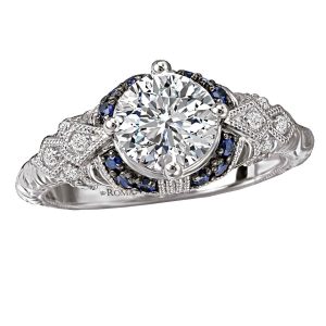 Sterling Silver Vintage White and Blue CZ Ring