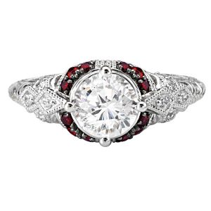 Sterling Silver Vintage Red and White CZ Ring