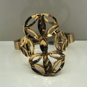 10K Yellow Diamond Cut Design Ring