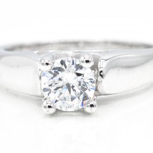 14K White Gold Solitaire Cubic Zirconia Ring