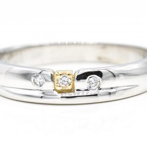 14K Yellow and White Gold 3-Stone Cubic Zirconia Band