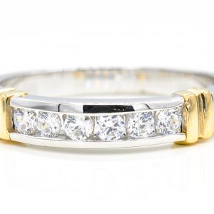14K Yellow and White Gold 6-Stone Cubic Zirconia Band