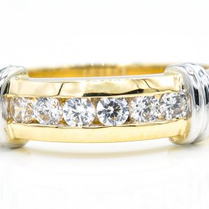 14K Yellow and White Gold 6-Stone Cubic Zirconia Band