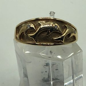 10K Yellow Dolphin Ring with CZ