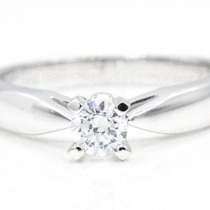 14K White Gold Solitaire Cubic Zirconia Ring