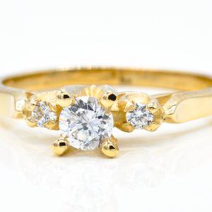 14K Yellow Gold 3-Stone Cubic Zirconia Ring