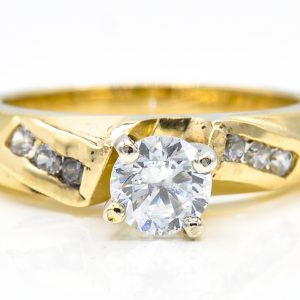 14K Yellow Gold Cubic Zirconia Ring with Accents
