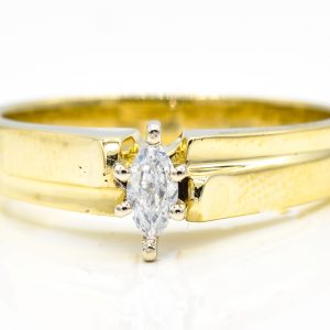 14K Yellow Gold Solitaire Cubic Zirconia Ring
