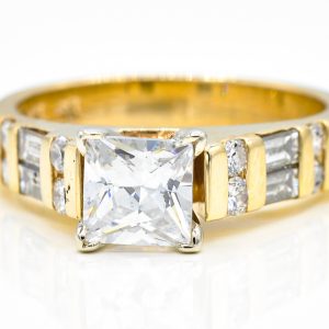 14K Yellow Gold Cubic Zirconia Ring with Accents
