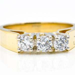 14K Yellow and White Gold 3-Stone Cubic Zirconia Band