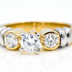 14K Yellow and White Gold 3-Stone Cubic Zirconia Ring