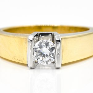 14K Yellow and White Gold Cubic Zirconia Ring