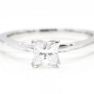 18K White Gold And Platinum Solitaire Cubic Zirconia Ring