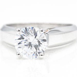18K Yellow and White Gold Solitaire Cubic Zirconia Ring