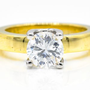 18K Yellow and White Gold Cubic Zirconia Ring