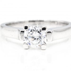 19K White Gold Solitaire Cubic Zirconia Ring