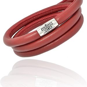 Endless Jewelry – Red Leather / Triple Bracelet – 54cm