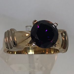 14K Yellow and White Gold Purple Stone Ring