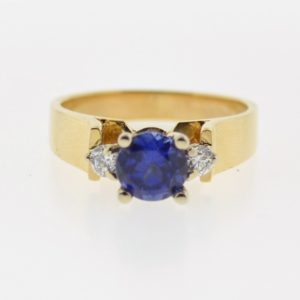 14KY Ladies Synthetic Blue Sapphire Ring