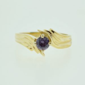 14KY Ladies Solitaire Synthetic Alexandrite Ring