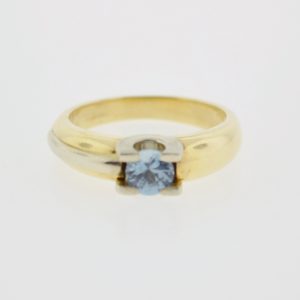 14KY Ladies Solitaire Synthetic Blue Topaz Ring