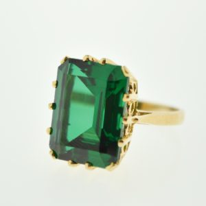 Emerald-Cut Green Cubic Zirconia Ring