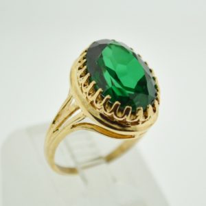 Oval Green Cubic Zirconia Ring