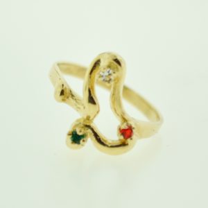 Fancy Design Gold Ring with Synthetic Stones