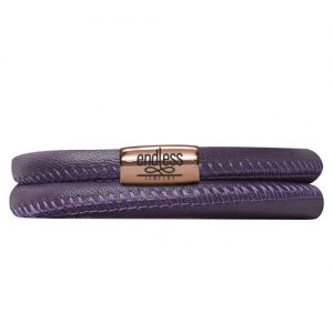 Endless Jewelry – Purple Leather / Double Bracelet w/ Rose Gold Lock – 42cm