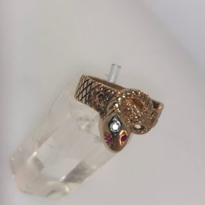 10K Yellow Gold Snake Ring with CZs