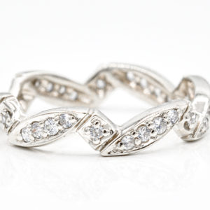 10K White Gold Cubic Zirconia Wave Band