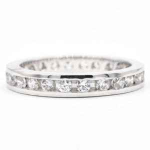 14K White Gold Full Eternity Channel Set Cubic Zirconia Band