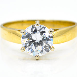 14K Yellow Gold 6-Prong Solitaire Cubic Zirconia Ring
