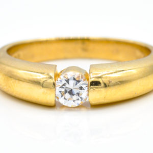 14K Yellow Gold Solitaire Cubic Zirconia Ring