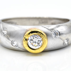 14K Yellow and White Gold Cubic Zirconia Ring