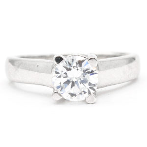10K White Gold Solitaire Cubic Zirconia Ring