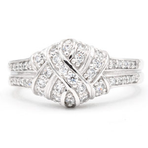 14K White Gold Intertwined Cubic Zirconia Ring