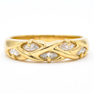 14K Yellow Gold Intertwined Vine-Like Cubic Zirconia Ring