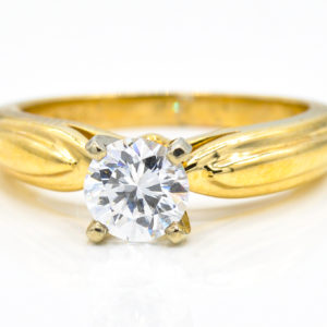 14K Yellow Gold 4-Prong Solitaire Cubic Zirconia Ring