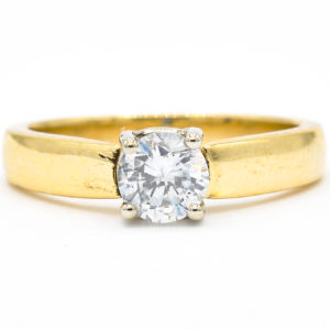 14K Yellow and White Gold Solitaire Cubic Zirconia