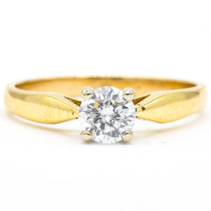 14K Yellow and White Gold Solitaire Cubic Zirconia