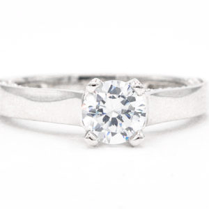 14K White Gold Cubic Zirconia Center with Cubic Zirconia Accents